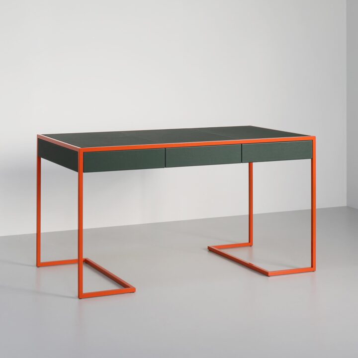 Finished in "Orange" with Midori Green leather top