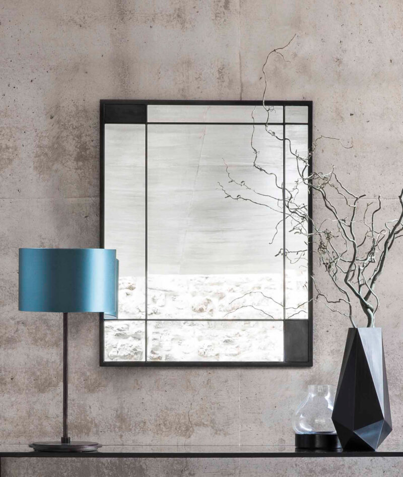 Charcoal designer rectangular mirror