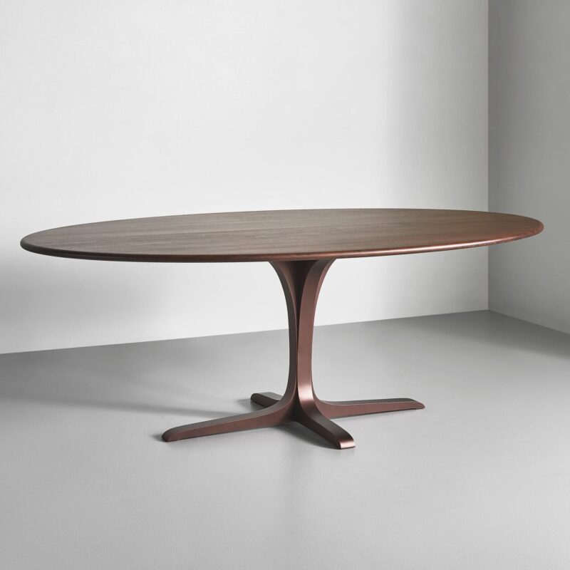 walnut wood pedestal dining table