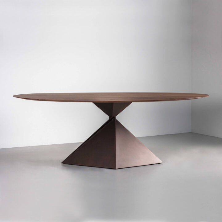 Finished in "Bronze" with Walnut top