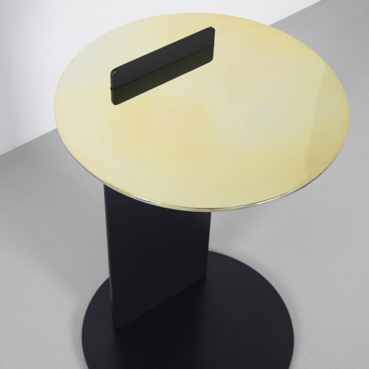 Finished in "Anthracite" with a Polished Brass top