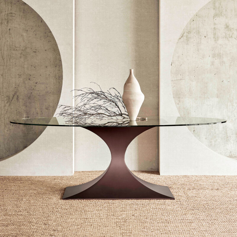luxury glass oval dining table