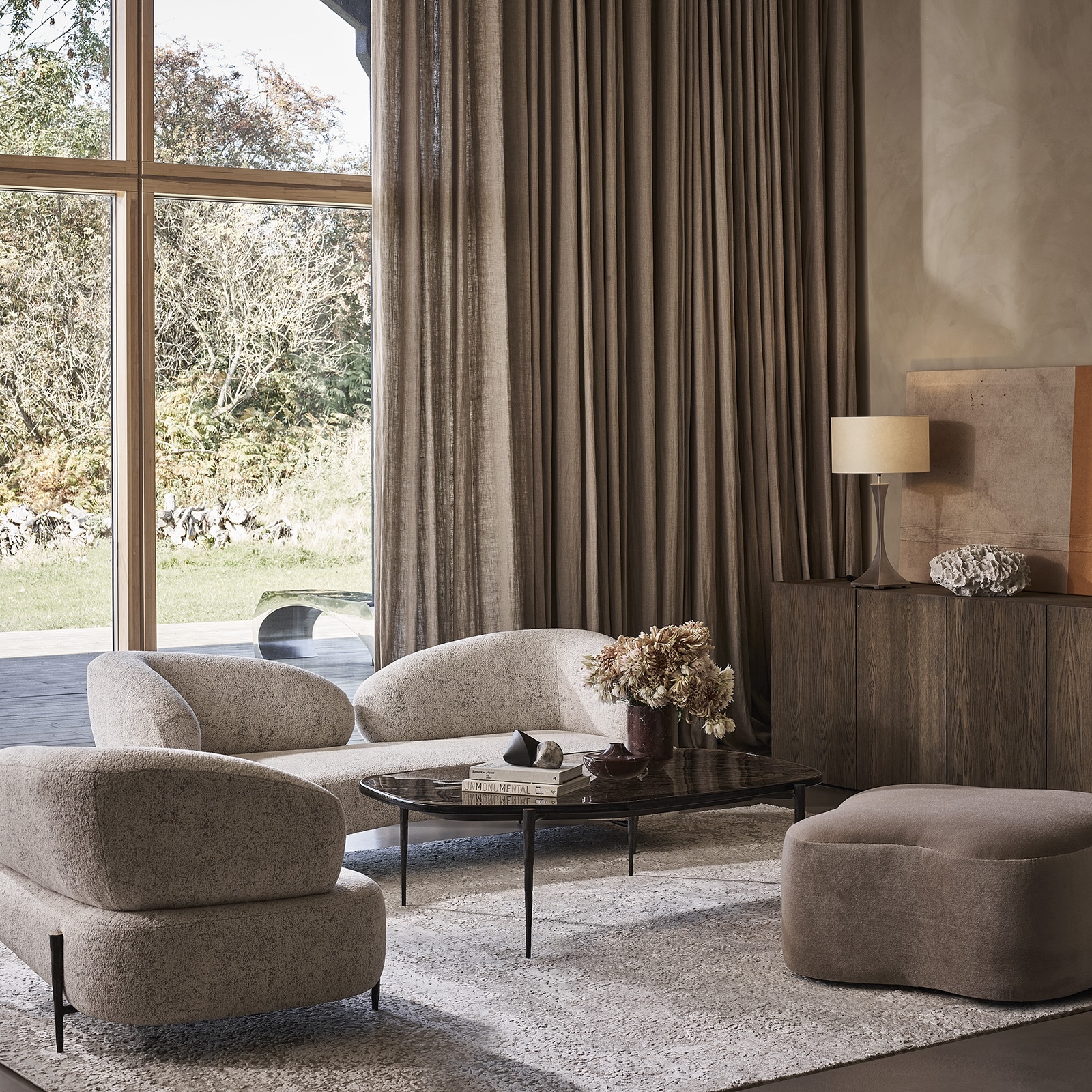 Cloud Sofa & Chair with Hammered Bronze Legs