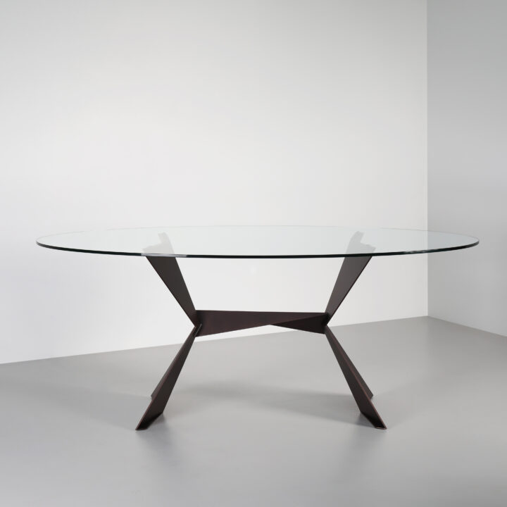 Oval glass dining table