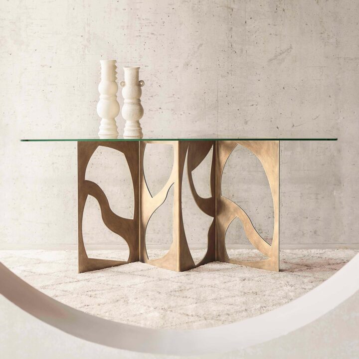 Gold finish console table