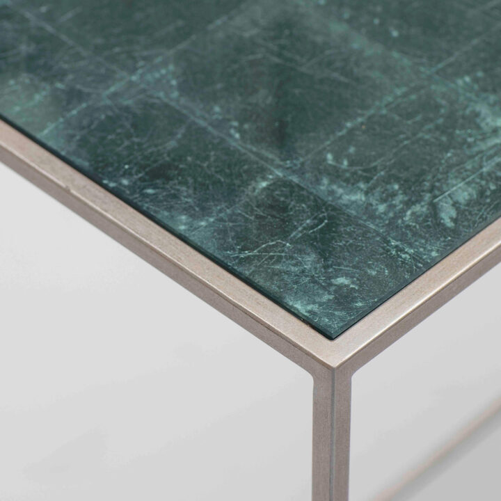 Lexington in "Persian Silver" specialist finish and mint green Verre Eglomise