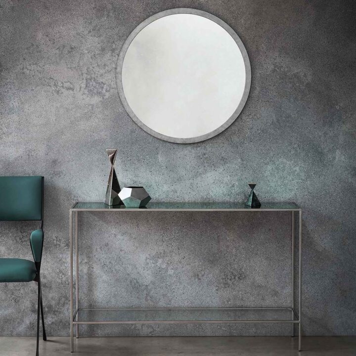 Lexington in "Persian Silver" specialist finish and mint green Verre Eglomise