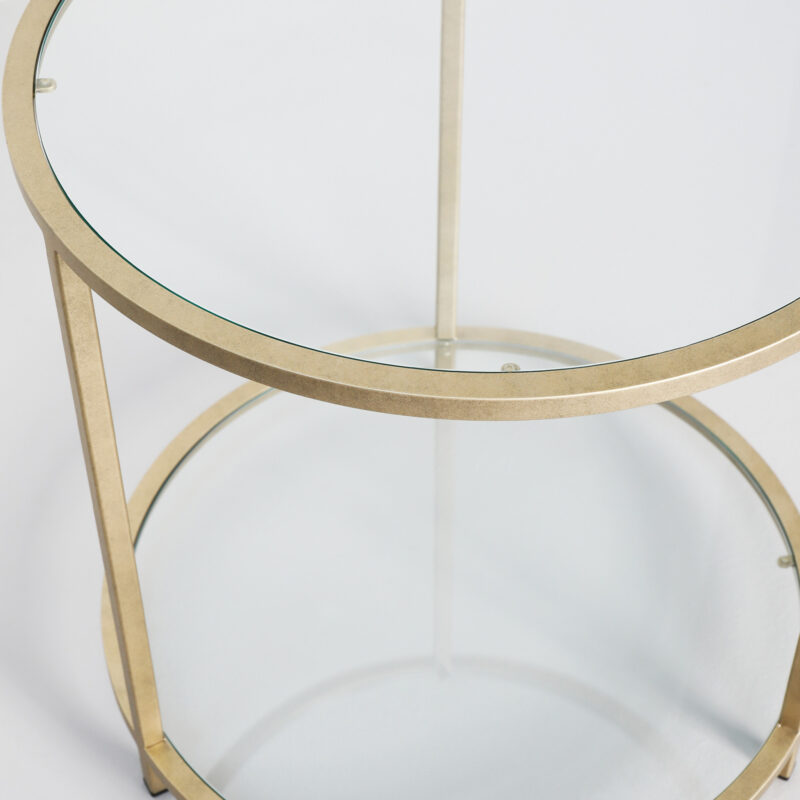 Luxury round gold glass side table