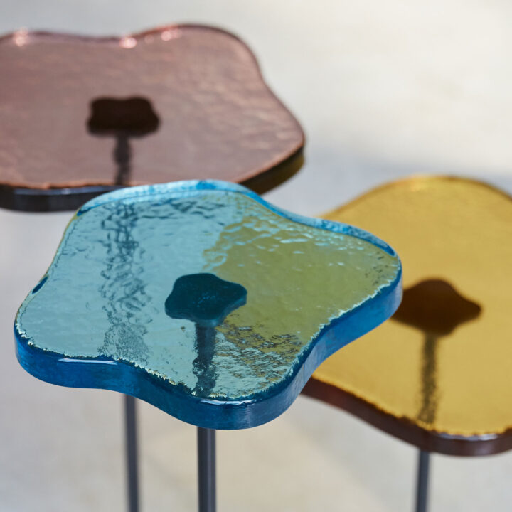 colourful glass drinks tables
