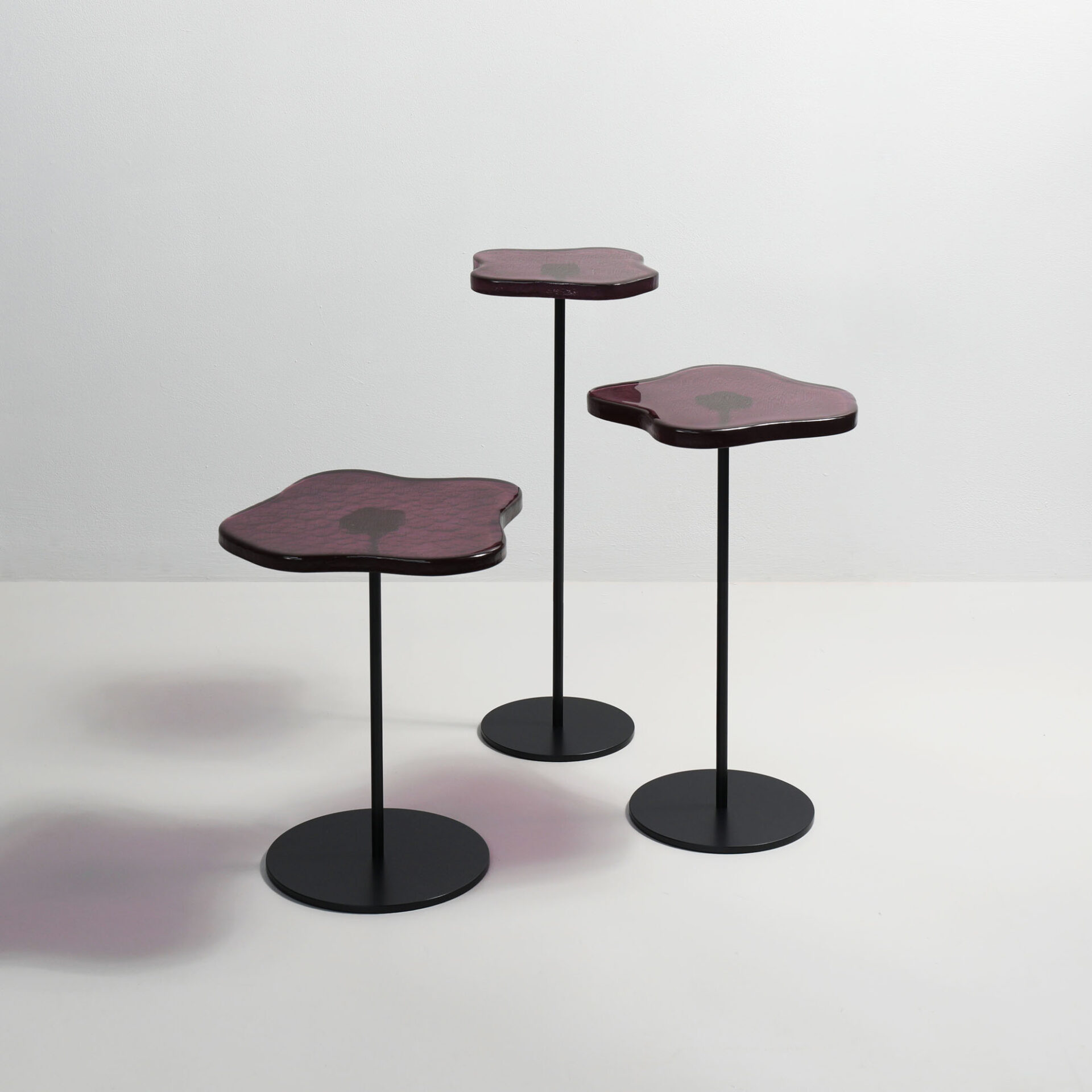 Purple glass side table