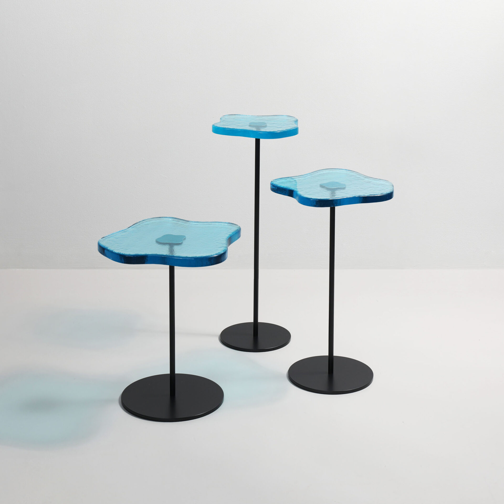 Azure blue glass side table