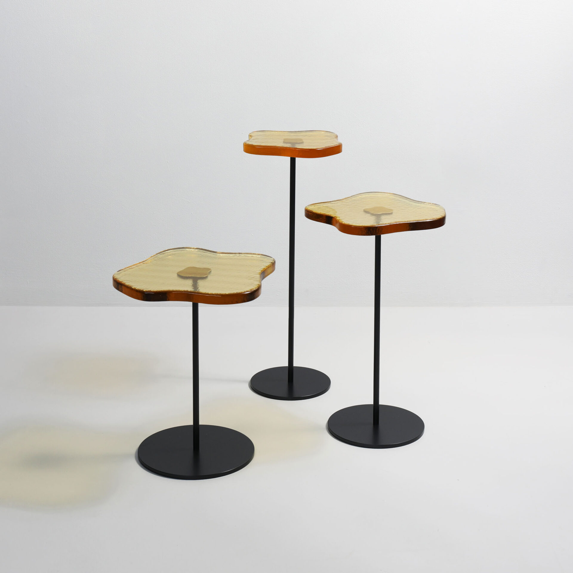 Lemon yellow glass side table