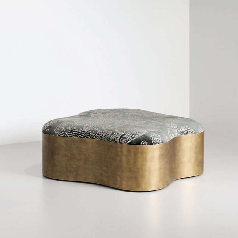 Upholstered Designer Gold Ottoman