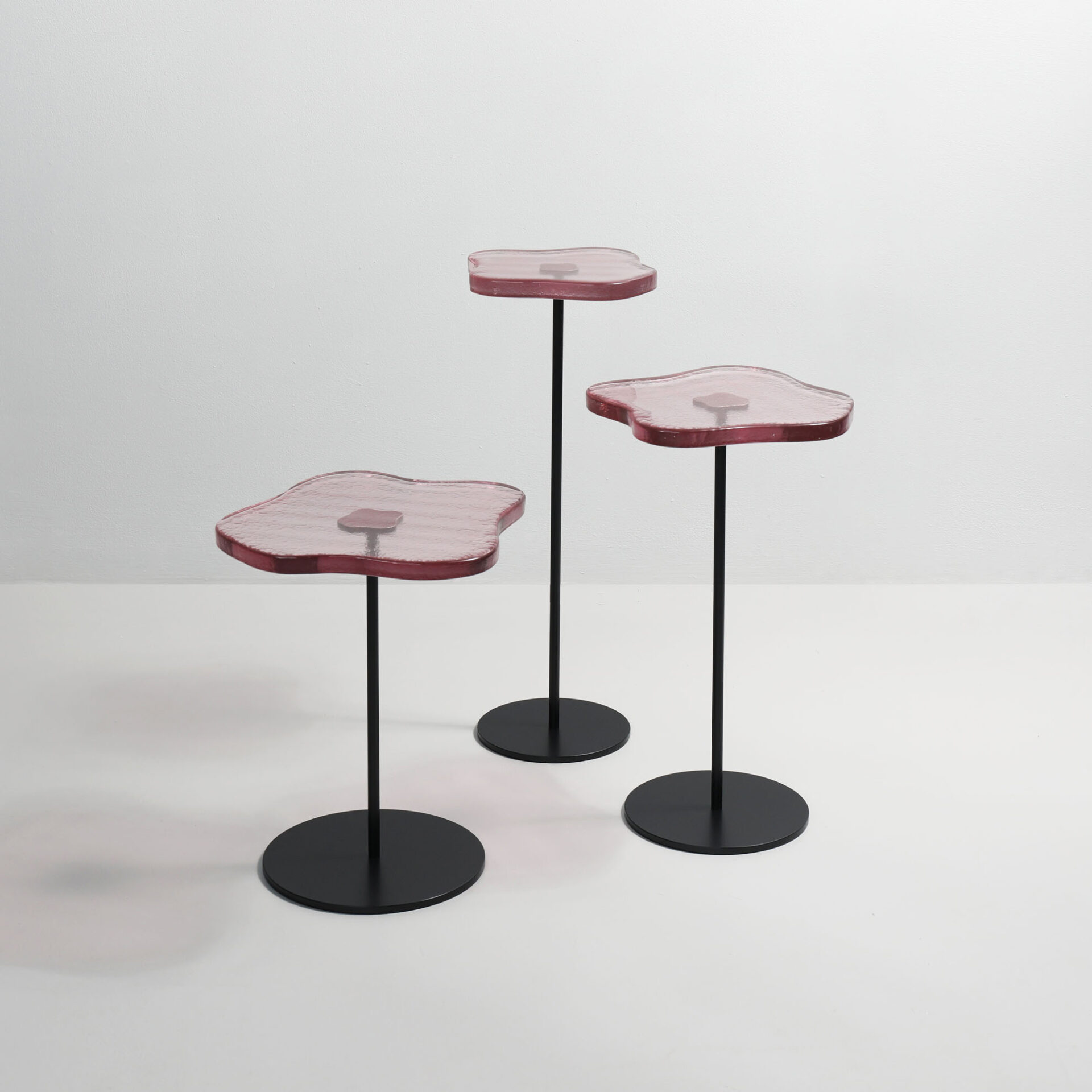 Pink glass side table
