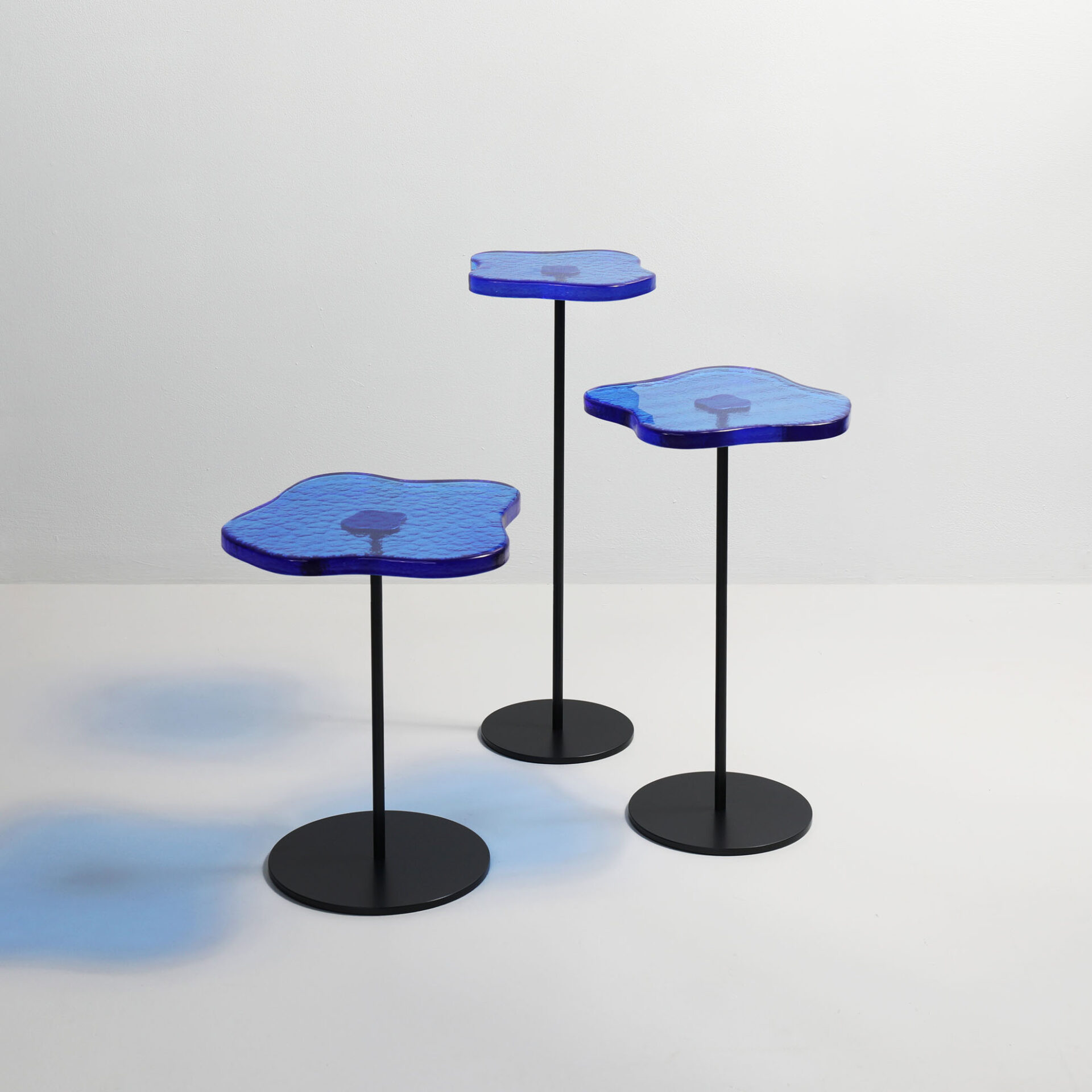 Blue glass side table