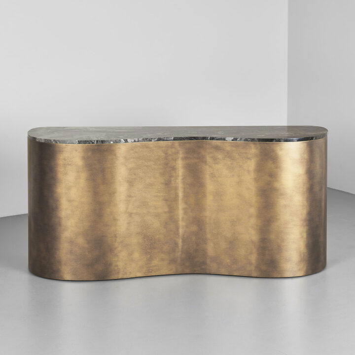 modern metal console table in gold