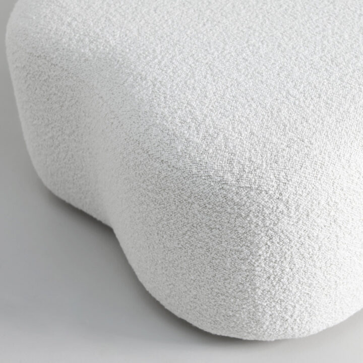 White Bouclé Ottoman