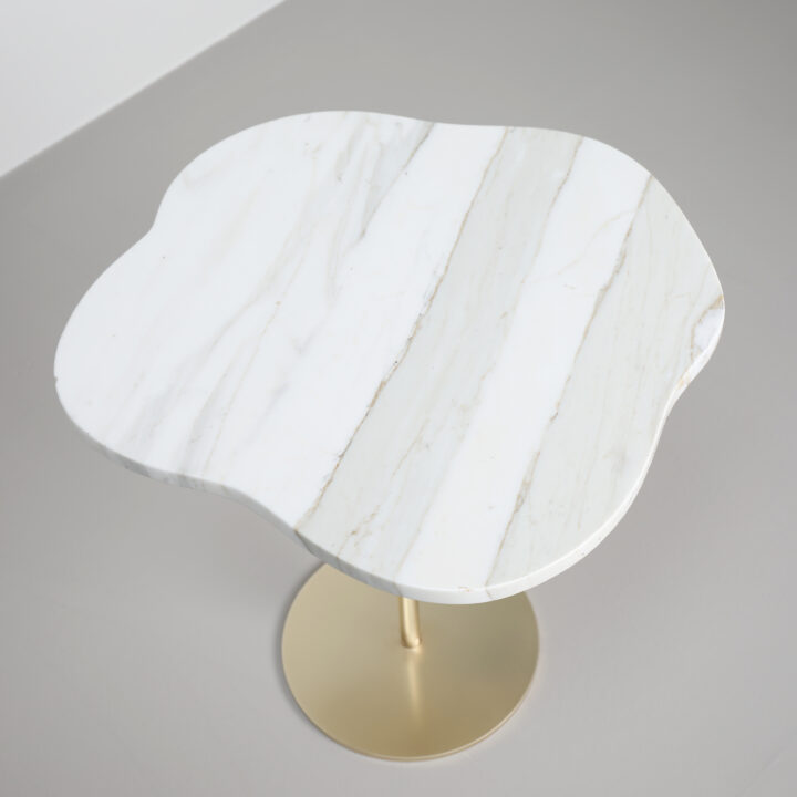 Polished Brass base with a Calacatta Oro marble top