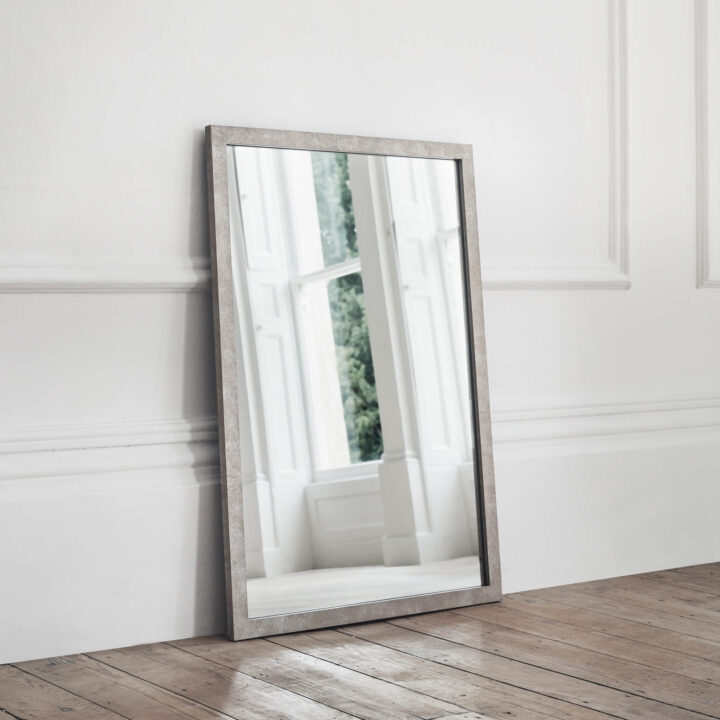patinated designer rectangular mirror