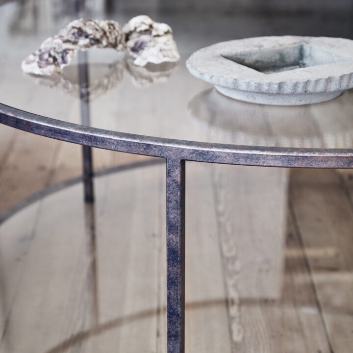 Madison coffee table finished in “Sunset Blue"