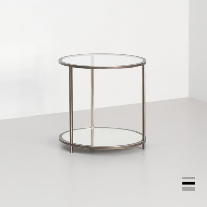 Madison round side table finished in "Rose Pewter" 