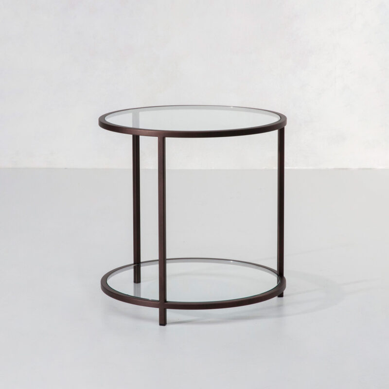 round side table with glass top