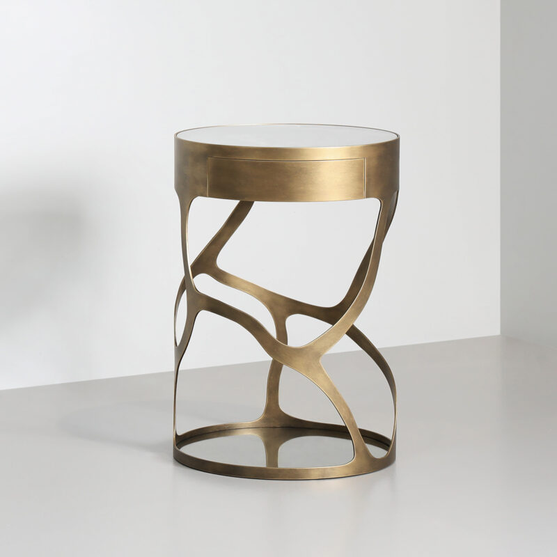 gold metal bedside table