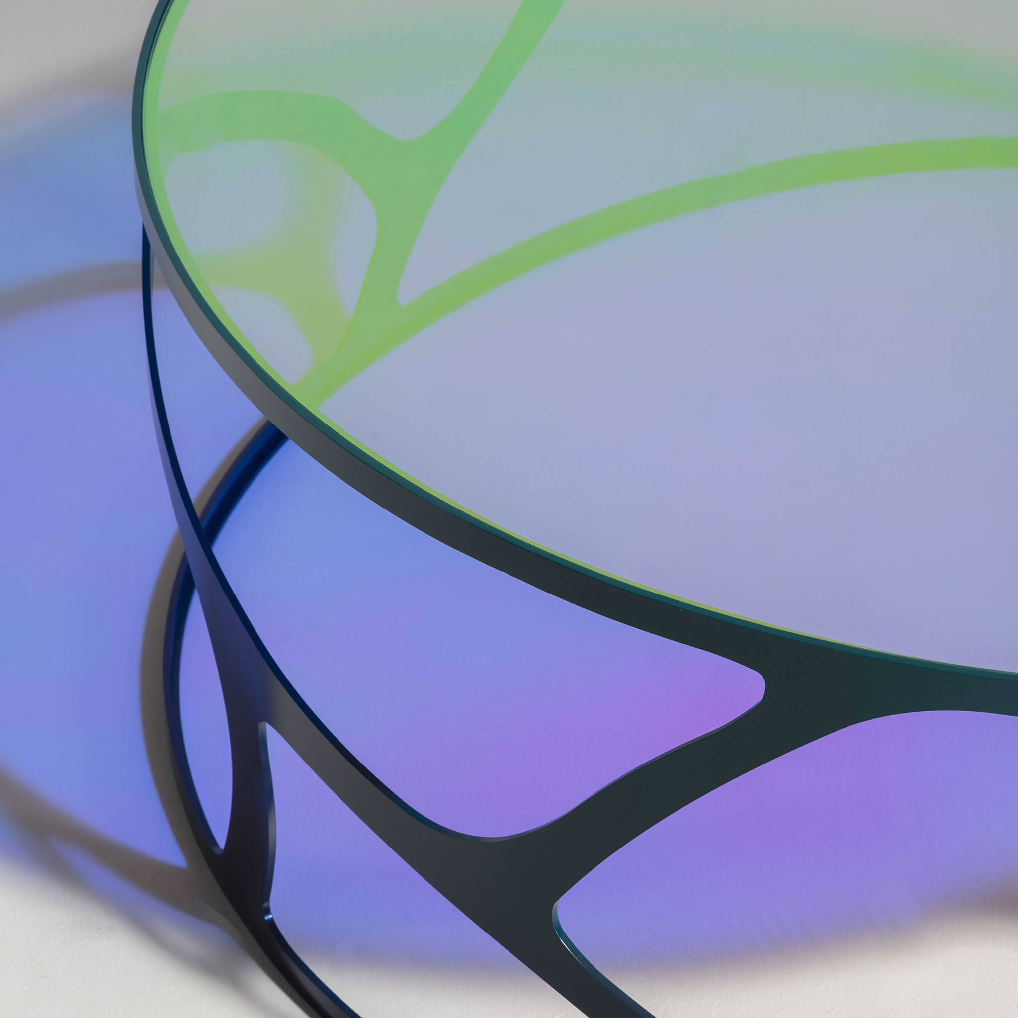Malabar finish with Dichroic glass top