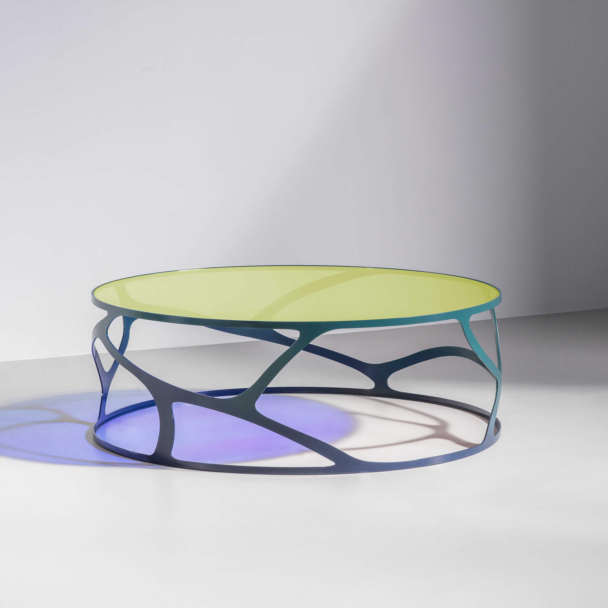 Malabar finish with Dichroic glass top
