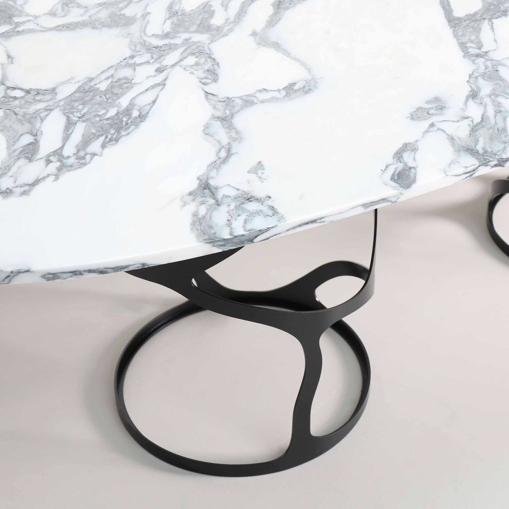 Charcoal base with Arabescato marble top 