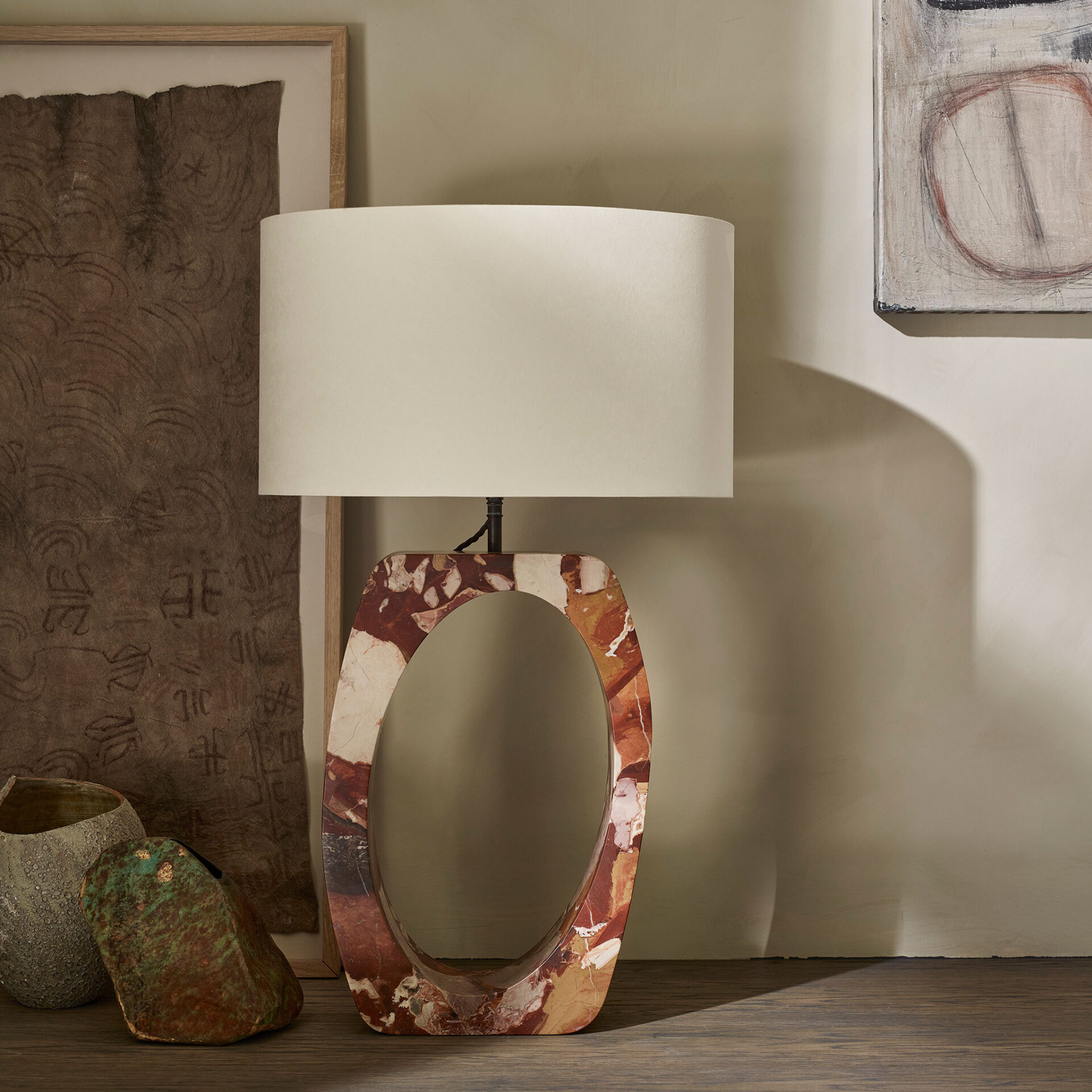 Skye lamp in solid “Sicilian Jasper” marble