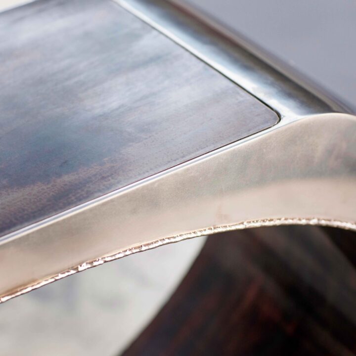 Special edition: made in stainless steel with a satin polish and patinated interior, with welds showing