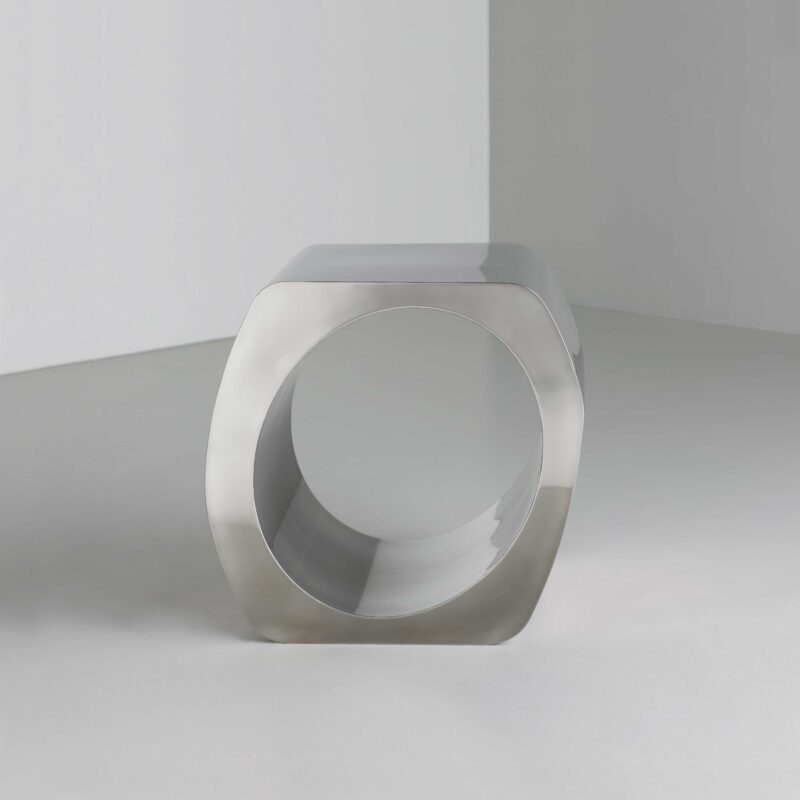 designer sculptural steel stool