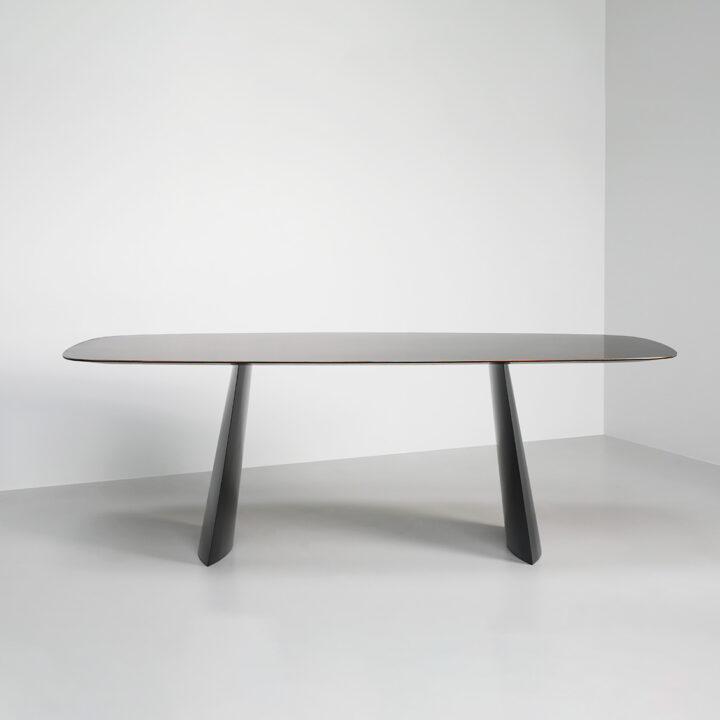 Finished in "Charcoal" with a Dark Walnut top