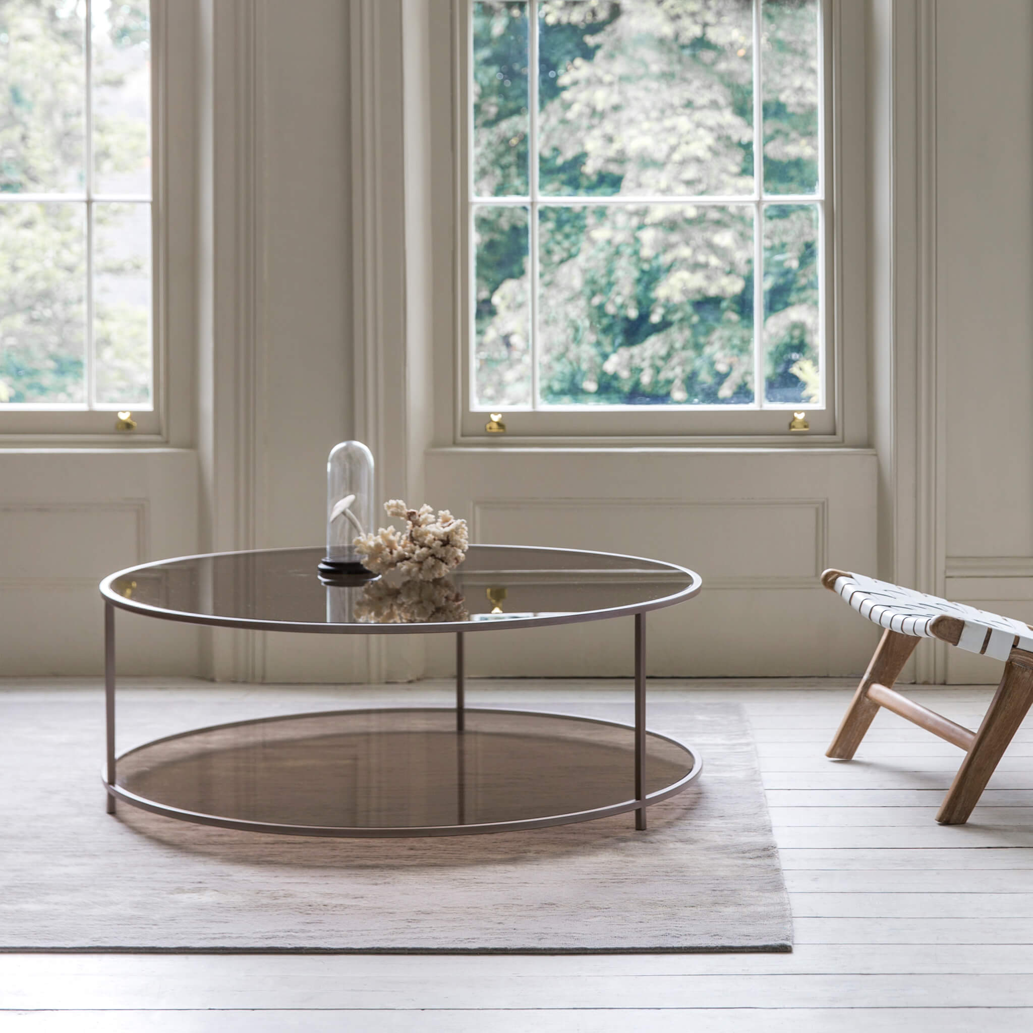 Madison coffee table finished in "Rose Pewter"